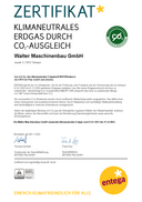 Zertifikat klimaneutrales Erdgas